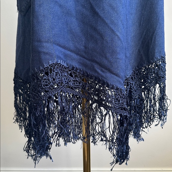 VTG Women’s Silk‎ Cotton Blend Embroidered Fringe Boho Coastal Cowgirl Skirt 14 - Picture 3 of 12